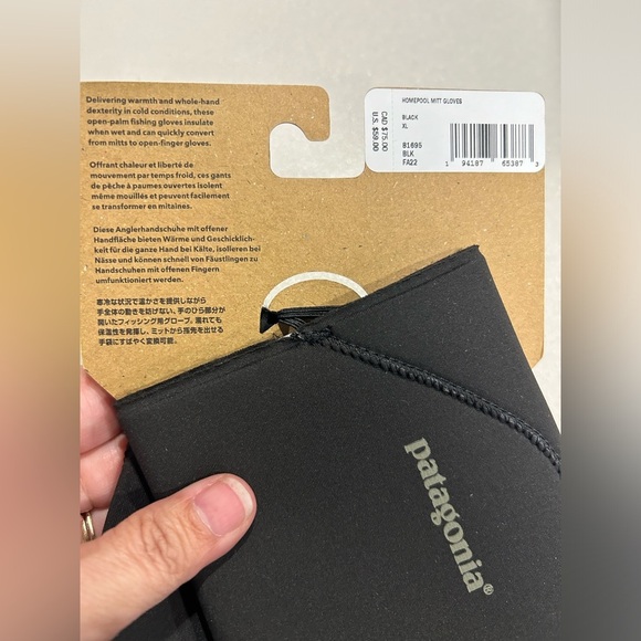 Patagonia Men's XL Homepool Mitt Gloves Black Open-Palm Cold Fishing NWT - Picture 4 of 8